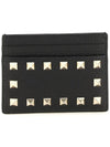 Rockstud leather card wallet black - VALENTINO - BALAAN 1