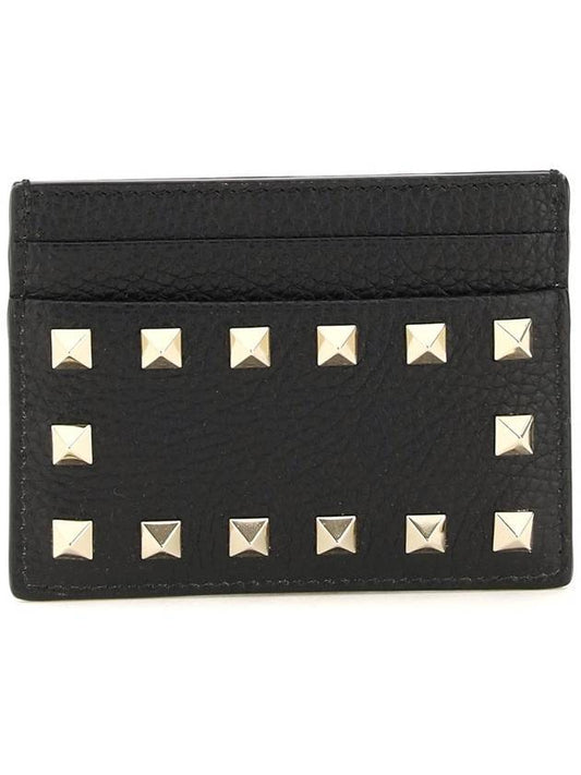 Rockstud leather card wallet black - VALENTINO - BALAAN 1