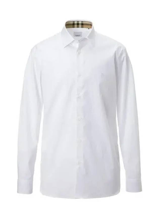 Plain Cotton Long Sleeve Shirt White - BURBERRY - BALAAN 2