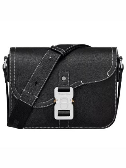 Saddle Mini Strap Grained Calfskin Messenger Bag Black - DIOR - BALAAN 2