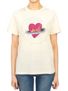 Cinema Heart Motif Cotton Short Sleeve T-Shirt Ivory - MAX MARA - BALAAN 4