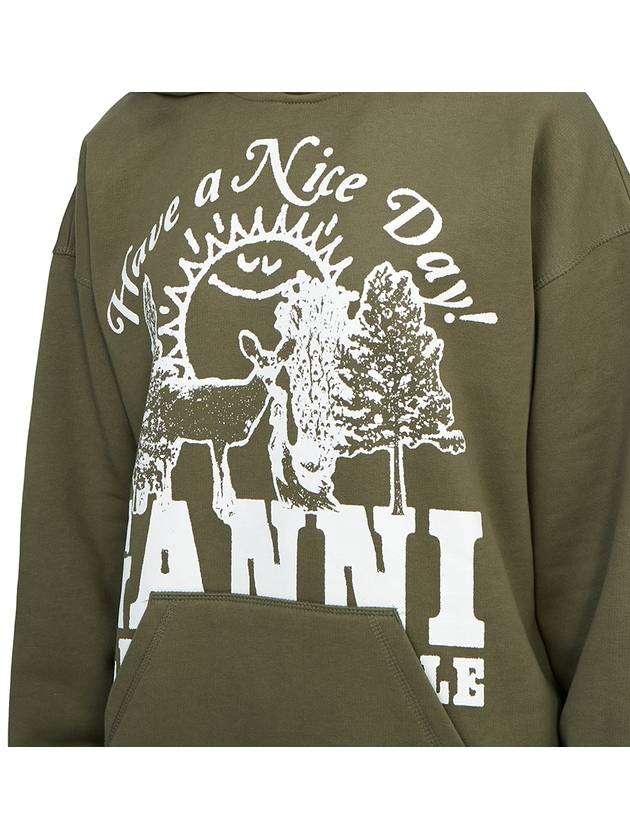 Cotton Hoodie Army Green - GANNI - BALAAN 7