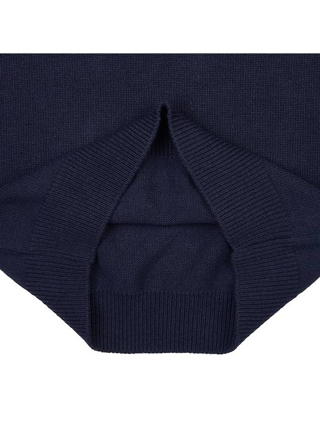 Logo Patch Crew Neck Wool Knit Top Navy - STONE ISLAND - BALAAN 9