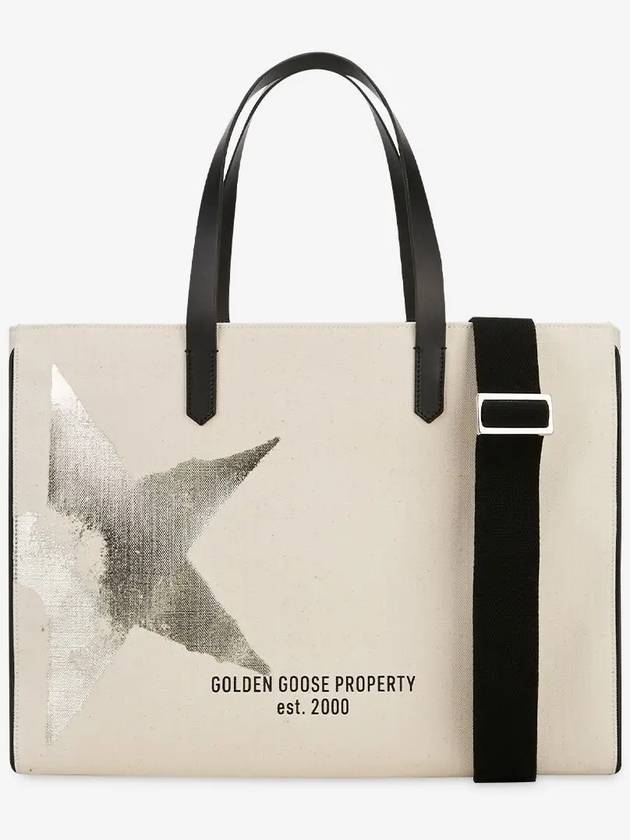 East West California Golden Star Print Tote Bag Cream - GOLDEN GOOSE - BALAAN 3