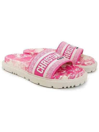 Dway Toile de Jouy Slippers 37 Pink White 4ET0402 - DIOR - BALAAN 1