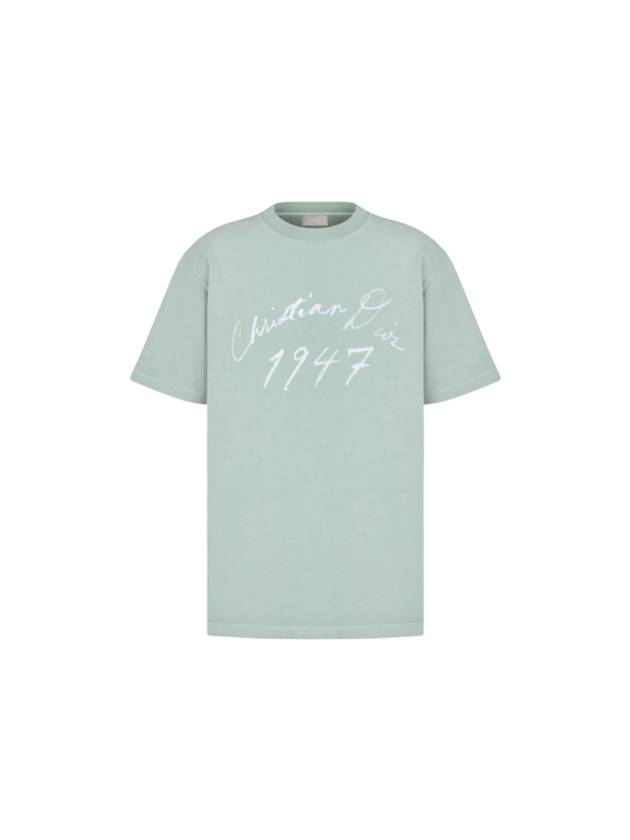 Handwriting Logo Short Sleeve T-Shirt Blue - DIOR - BALAAN 1