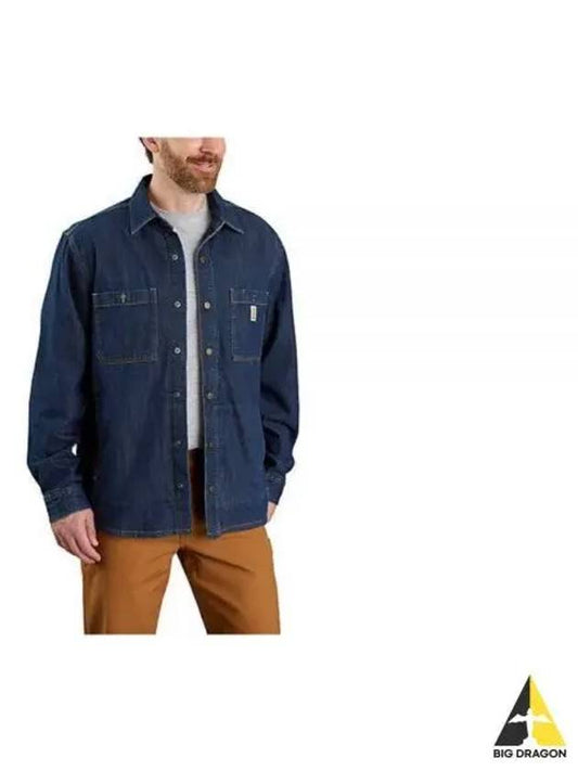 RELAXED FIT DENIM FLEECE LINED SNAP FRONT SHIRT JAC 105605 H84 jacket - CARHARTT - BALAAN 1