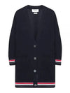 High Twist Cotton Oversized Long Cardigan Navy - THOM BROWNE - BALAAN 2