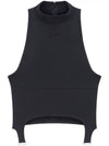 Embroidered Logo High-Neck Crop Sleeveless Black - COURREGES - BALAAN 3