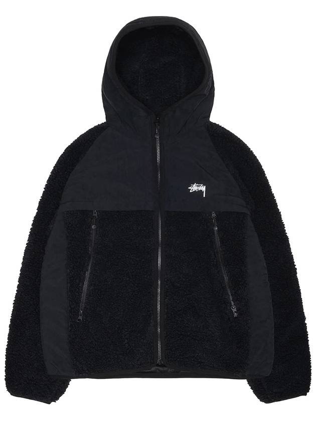 Sherpa Panel Hooded Jacket Black - STUSSY - BALAAN 2