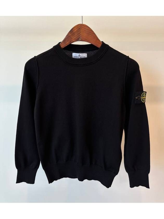 Kids Crew Neck Organic Soft Cotton Knit Top Black - STONE ISLAND - BALAAN 2