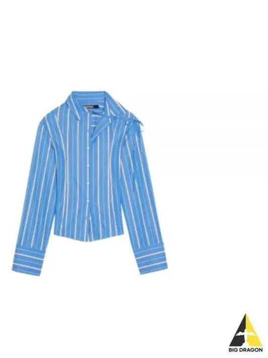 La Chemise Ruban Hourglass Stretch Cotton Shirt Blue - JACQUEMUS - BALAAN 2