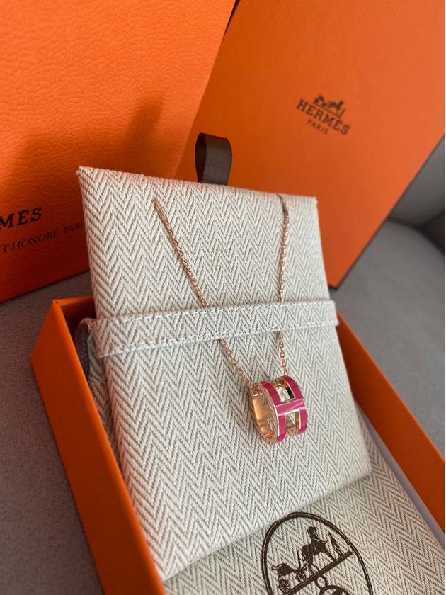 Pop H Pendant Necklace Rose Gold - HERMES - BALAAN 3