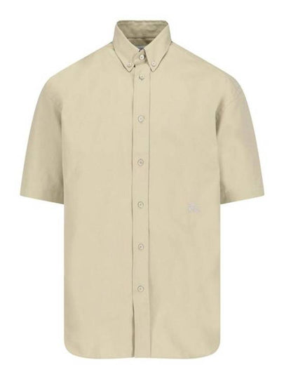 Cotton Oxford Short Sleeve Shirt Green - BURBERRY - BALAAN 2