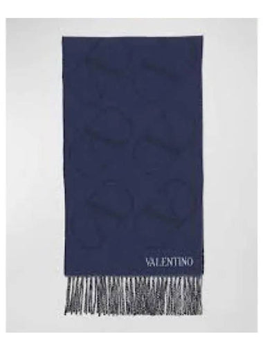 5W0ER028 KBL KUD 5W2ER028 V logo jacquard muffler 1315084 - VALENTINO - BALAAN 1