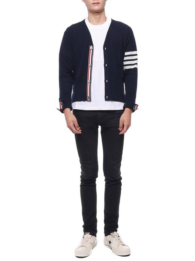 Men's Diagonal Classic Cashmere Cardigan Navy - THOM BROWNE - BALAAN 4