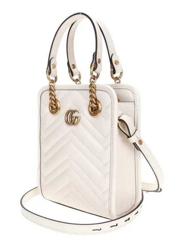 GG Marmont Gold Matelasse Leather Cross Mini Bag White - GUCCI - BALAAN 3