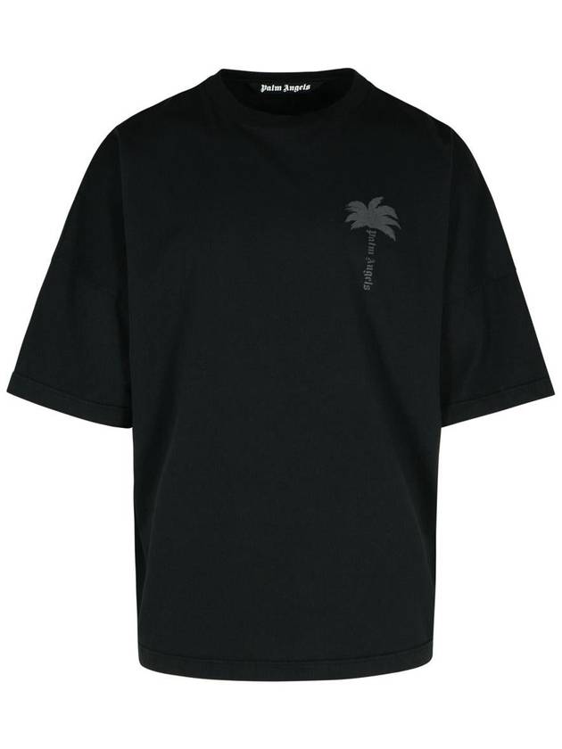 Palm Angels Black Cotton T-Shirt - PALM ANGELS - BALAAN 1