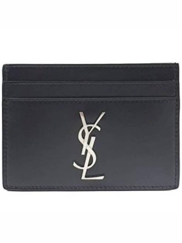 Monogram Card Case in Smooth Leather Black - SAINT LAURENT - BALAAN 2