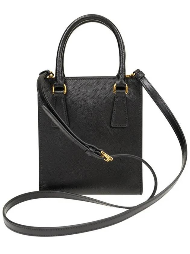 Triangular Logo Saffiano Leather Tote Bag Black - PRADA - BALAAN 4