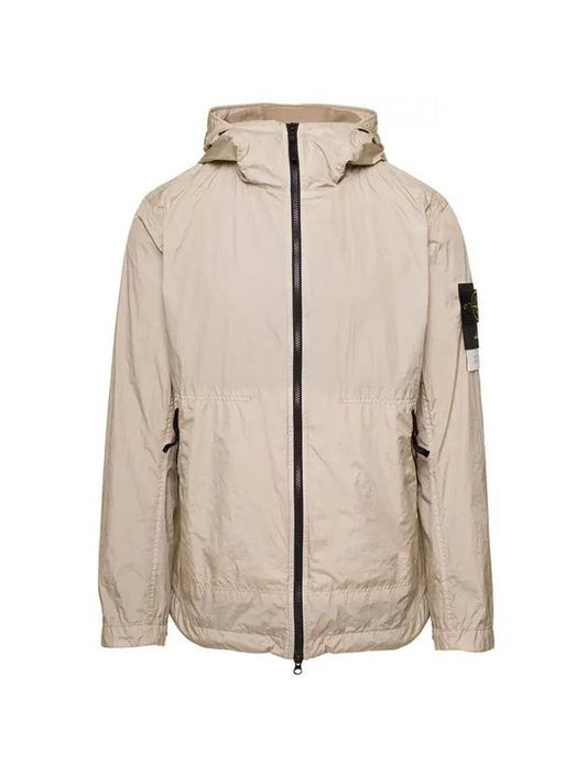 Men's Wappen Patch Nylon Hooded Jacket Beige - STONE ISLAND - BALAAN 1