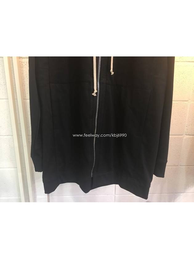 Drawstring Long Fit Cotton Zip-up Hoodie Black - RICK OWENS - BALAAN 5