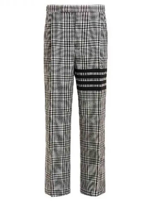 4 Bar Tartan Check Linen Slacks Grey - THOM BROWNE - BALAAN 2