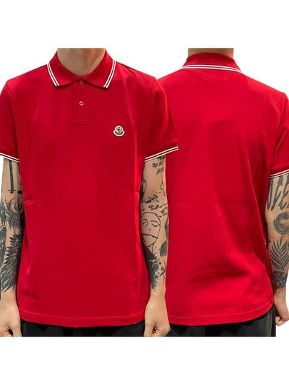 Logo Patch Short Sleeve Polo Shirt Red - MONCLER - BALAAN 2