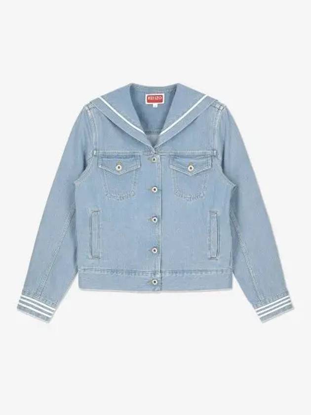 Bleached Denim Sailor Jacket Blue FD52DV2386B4DB - KENZO - BALAAN 1