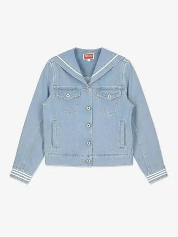 Bleached Denim Sailor Jacket Blue FD52DV2386B4DB - KENZO - BALAAN 1