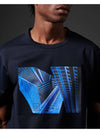 Metropolis Graphic Print Short Sleeve T-Shirt Navy - CP COMPANY - BALAAN 4