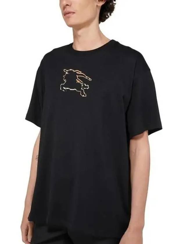 Equestrian Night Print Short Sleeve T-Shirt Black - BURBERRY - BALAAN 3