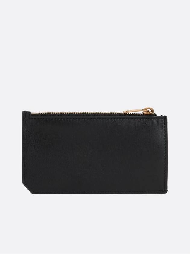 Monogram Leather Gold Zipper Card Wallet Black - SAINT LAURENT - BALAAN 4