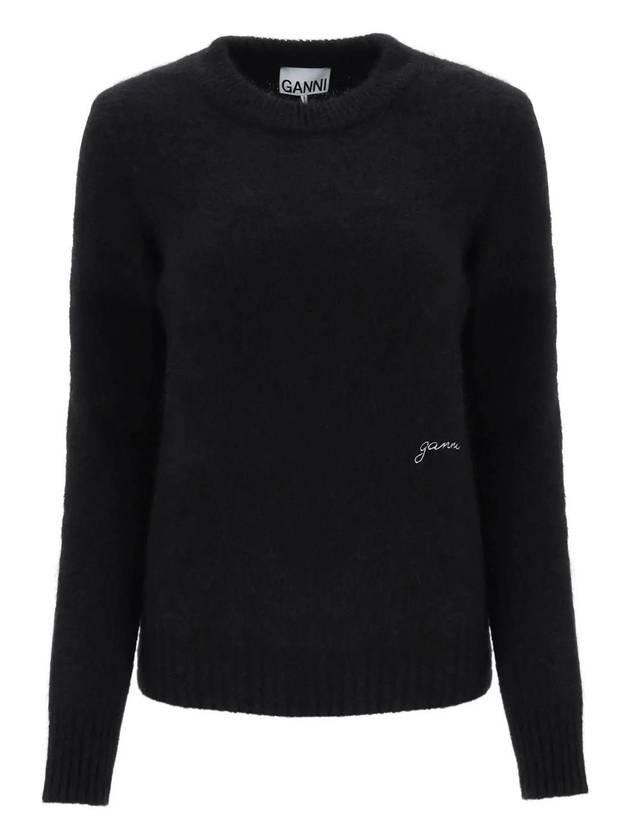 Alpaca Wool Blend Knit Top Black - GANNI - BALAAN 1