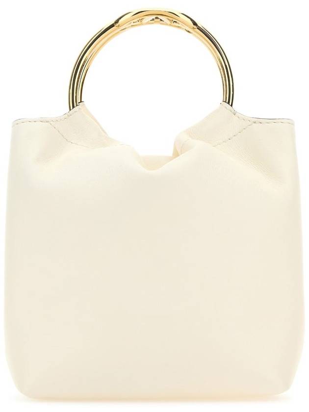 V Logo Leather Tote Bag White - VALENTINO - BALAAN 2