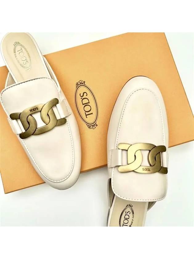 Metal Chain Leather Mule White - TOD'S - BALAAN 10