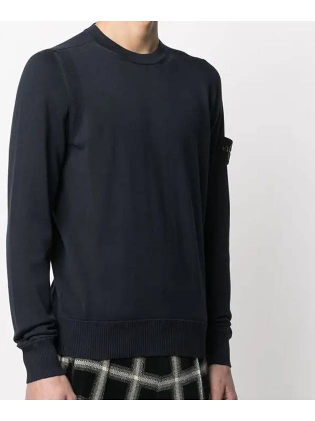 Wappen Patch Cotton Knit Top Navy - STONE ISLAND - BALAAN 5