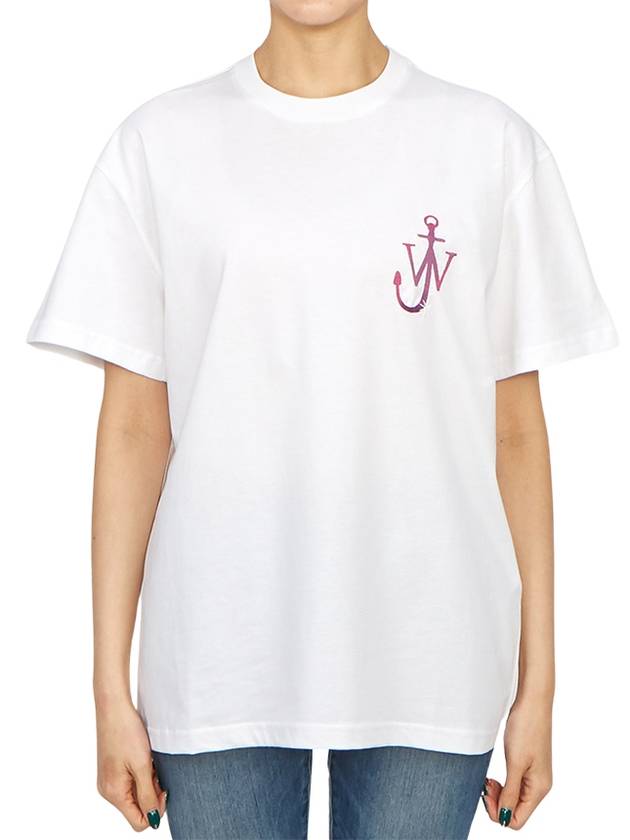 Embroidered Logo Cotton Short Sleeve T-Shirt White - JW ANDERSON - BALAAN 4