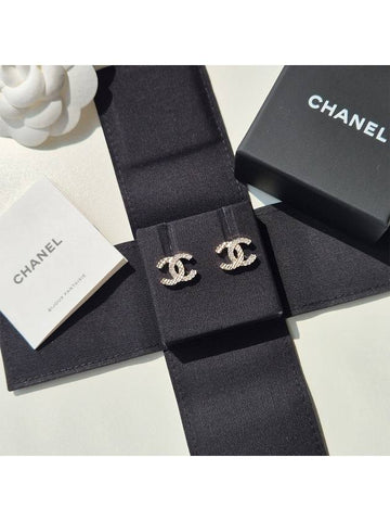 CC logo quilted cubic crystal earrings champagne gold ABB974 - CHANEL - BALAAN 1