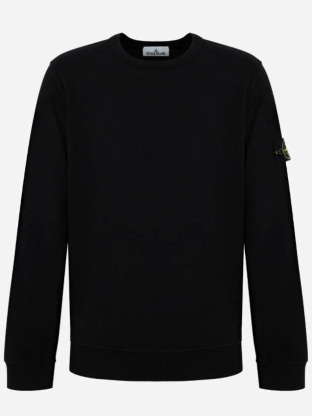 Brushed Cotton Fleece Garment Dyed Crewneck Sweatshirt Black - STONE ISLAND - BALAAN 6