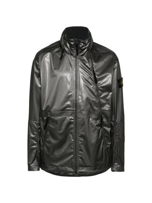 Metallic Nylon Zipper Bomber Jacket Dark Grey - STONE ISLAND - BALAAN 1