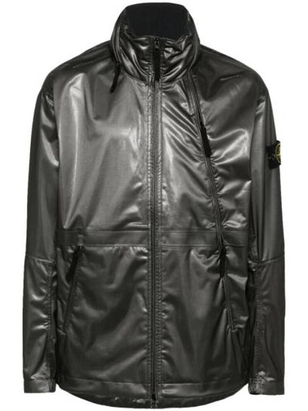 Metallic Nylon Zipper Bomber Jacket Dark Grey - STONE ISLAND - BALAAN 2