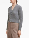 Embroidered Heart Logo Cashmere Cardigan Heather Grey - AMI - BALAAN 6