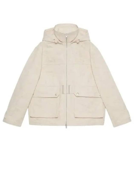 Jumbo GG Canvas Puffer Hooded Jacket White - GUCCI - BALAAN 2