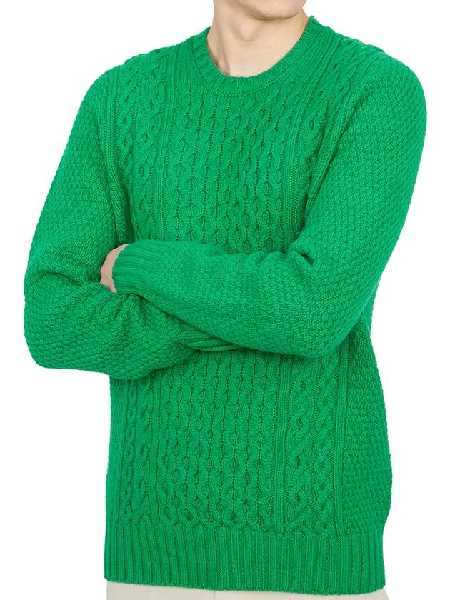 Crew Neck Lambswool Knit Top Green - DRUMOHR - BALAAN 6