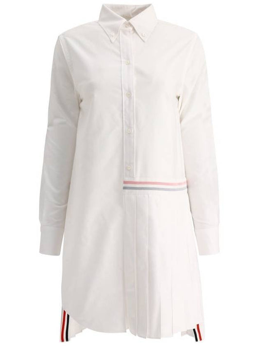 Oxford cotton shirt midi dress - THOM BROWNE - BALAAN.