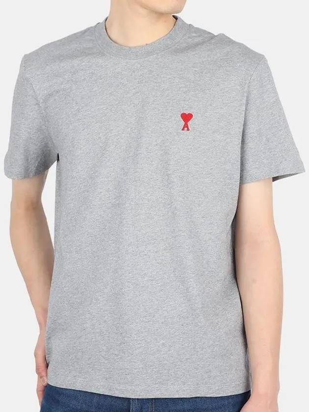 Small Heart Logo Short Sleeve T-Shirt Heather Grey - AMI - BALAAN 2