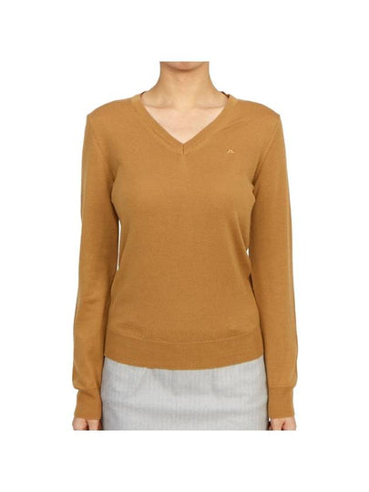 Amaya V-Neck Knit Top Chipmunk - J.LINDEBERG - BALAAN 2