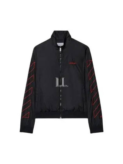 Embroidered Logo Bomber Jacket Black - OFF WHITE - BALAAN 2