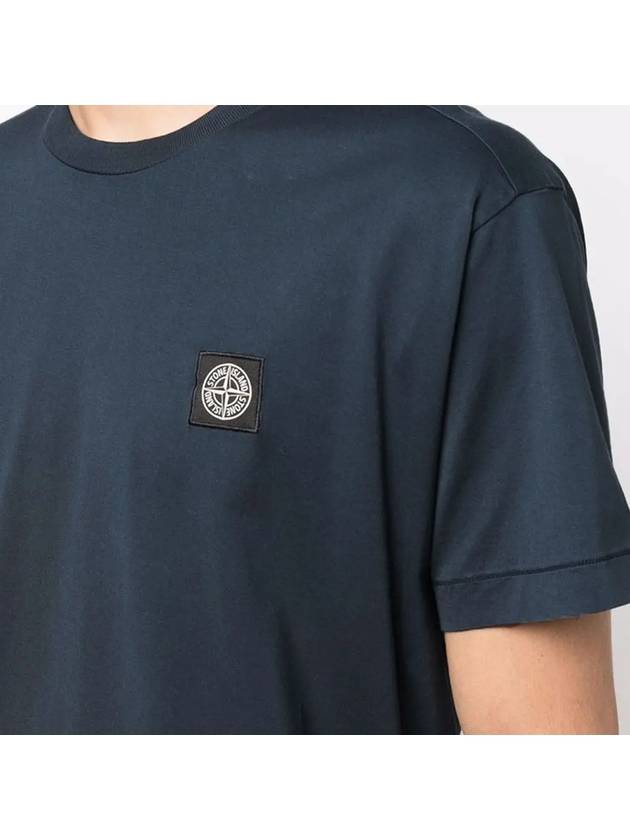 Logo Patch Short Sleeve T-Shirt Navy - STONE ISLAND - BALAAN 4